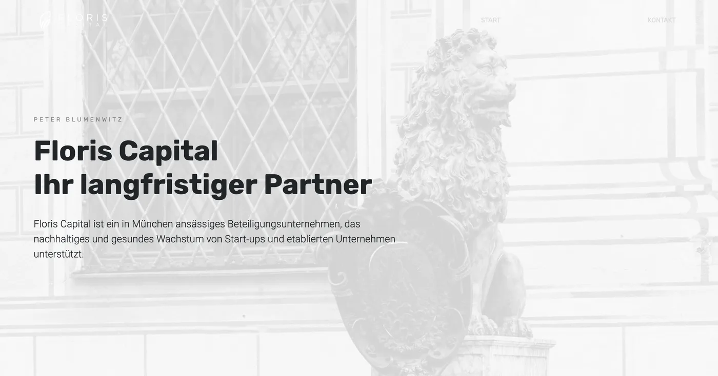 Startseite von floris-capital.com, Ausschnitt